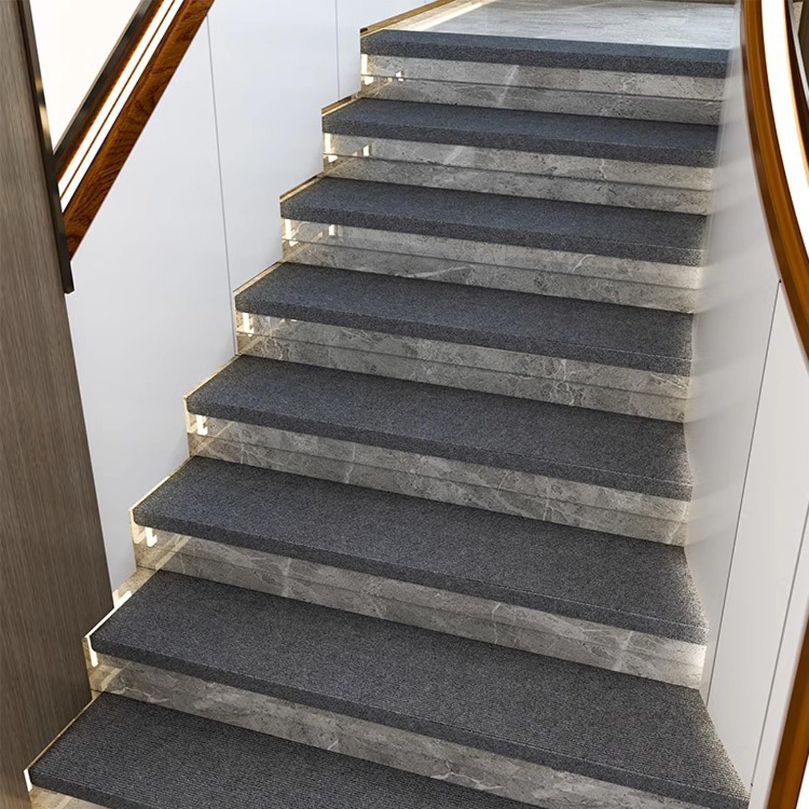 YTBHSHXZ stair treads， 8" X 30" Indoor Stair Runners Rugs Self Adhesive Pads for Staircase Step Treads(Dark Grey,15pcs)