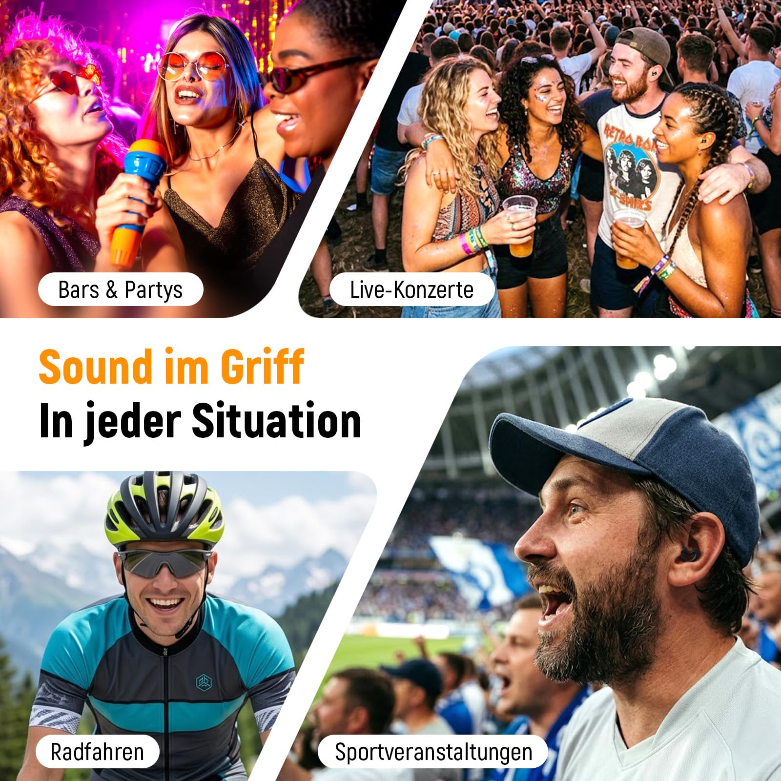 Konzert-Ohrstöpsel mit 19 dB Geräuschreduzierung, Ohrstöpsel für Konzerte, Festivals, Gigs und Live-Musik, verhindert Ohrklingeln, inkl. 10 Ohrpassstücke (XS/S/M/L/Doppelschicht)