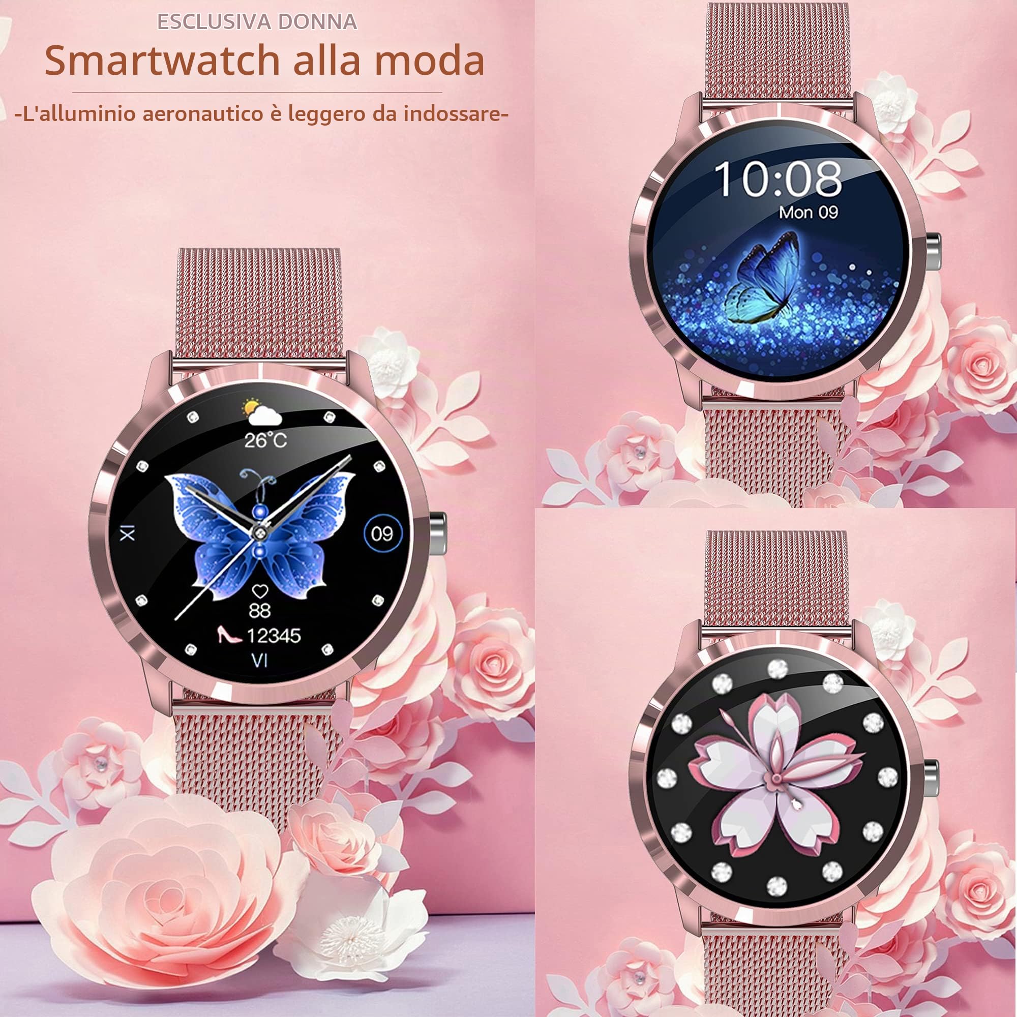 SGDD Smartwatch, Orologio Fitness Tracker Donna Smart Watch Sonno Cardiofrequenzimetro, Sportivo Activity Tracker Contapassi Cronometro, Smartband Notifiche Messaggi Controller Fotocamera Musicale
