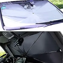 Para-brisa de carro, proteção contra raios UV e calor, protetor de viseira solar, mais fácil de dobrar, refletor dobrável para-brisas guarda-chuva, guarda-chuva de para-brisa