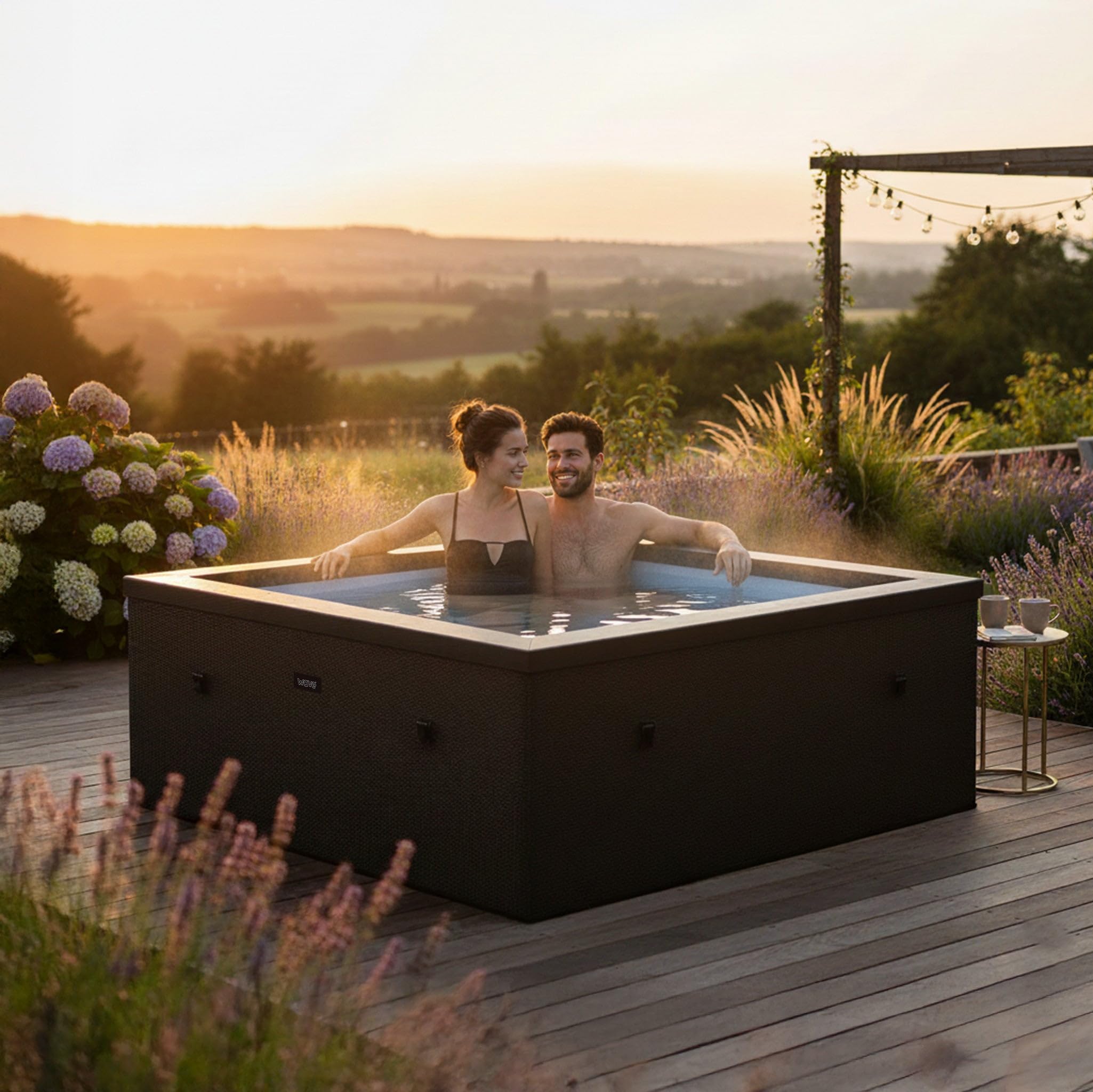 Wave Garda Eco Foam Spa | Tragbarer Outdoor-Hot Tub mit schneller Aufheizung | Strapazierfähiges PVC-Material | Einfacher Aufbau (Charcoal Black, 4 Person)