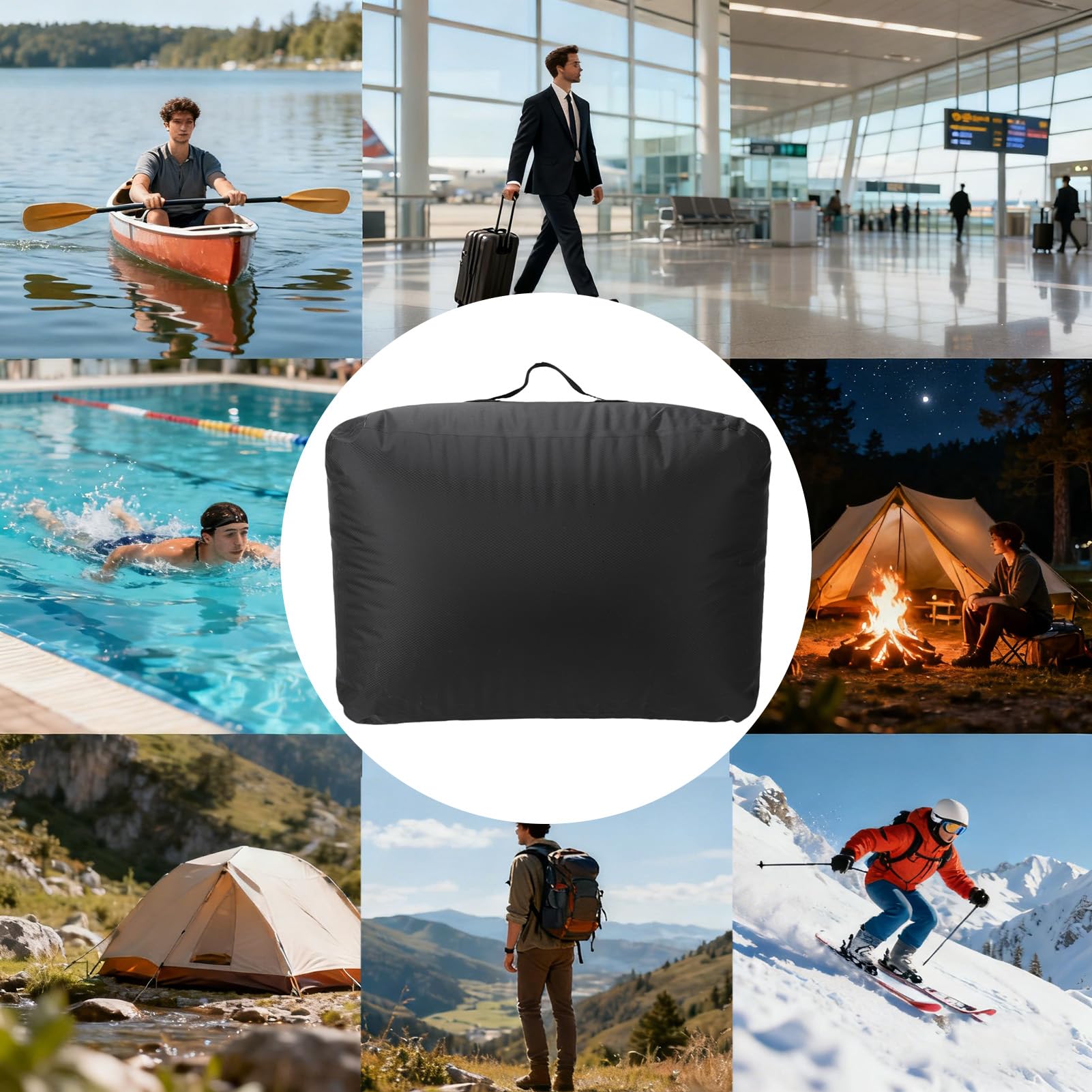 Sxhlseller Bolsas de Viaje Herméticas Al Vacío 50L 38L | Compresión Impermeable de TPU con Bomba para Maleta, Mochila, Equipaje, Prueba de Polvo, Gran Capacidad