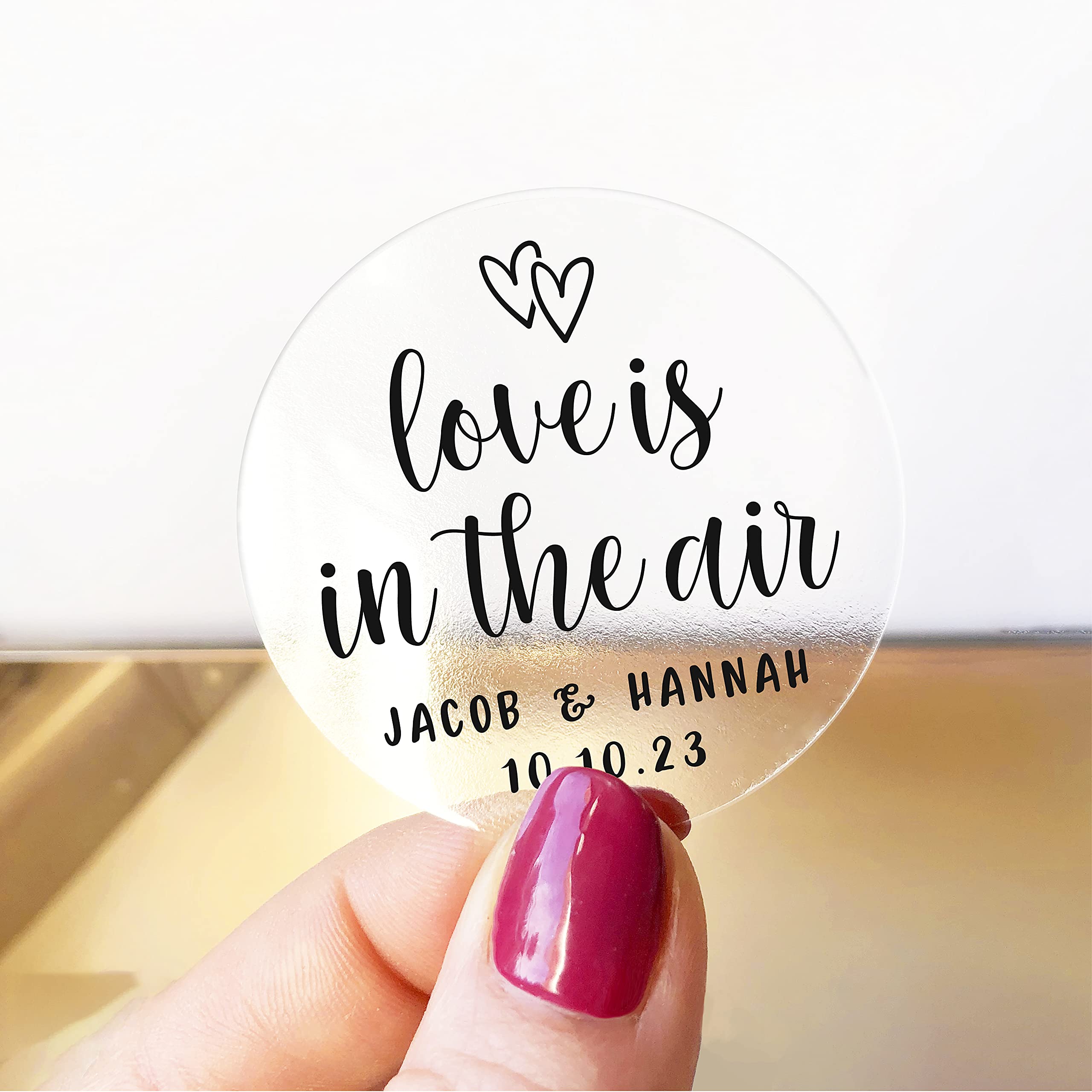 Love Is In The Air Wedding Favor Stickers, Personalized Stickers With Names And Date, Stickers For Engagement Parties, Bridal Shower Favors - RW30