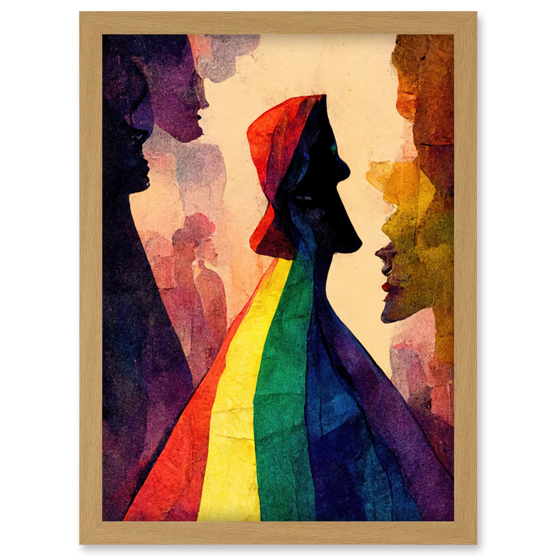 Doppelganger33 LTD The Others Abstract LGBTQ Rainbow Figures Artwork Framed Wall Art Print A4