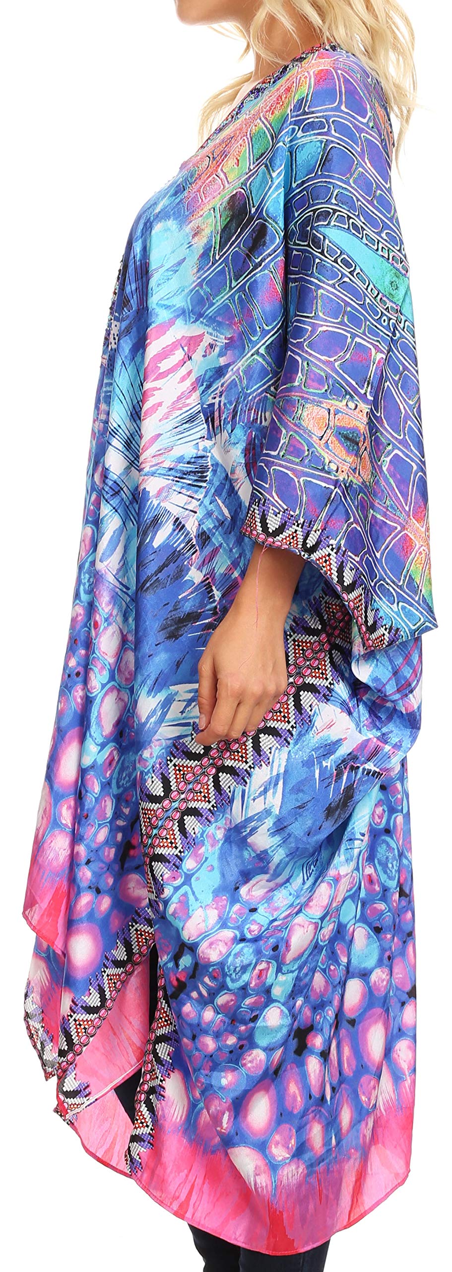 Sakkas Alvita Femmes V Neck Beach Dress Top Caftan Couvrir avec des Strass