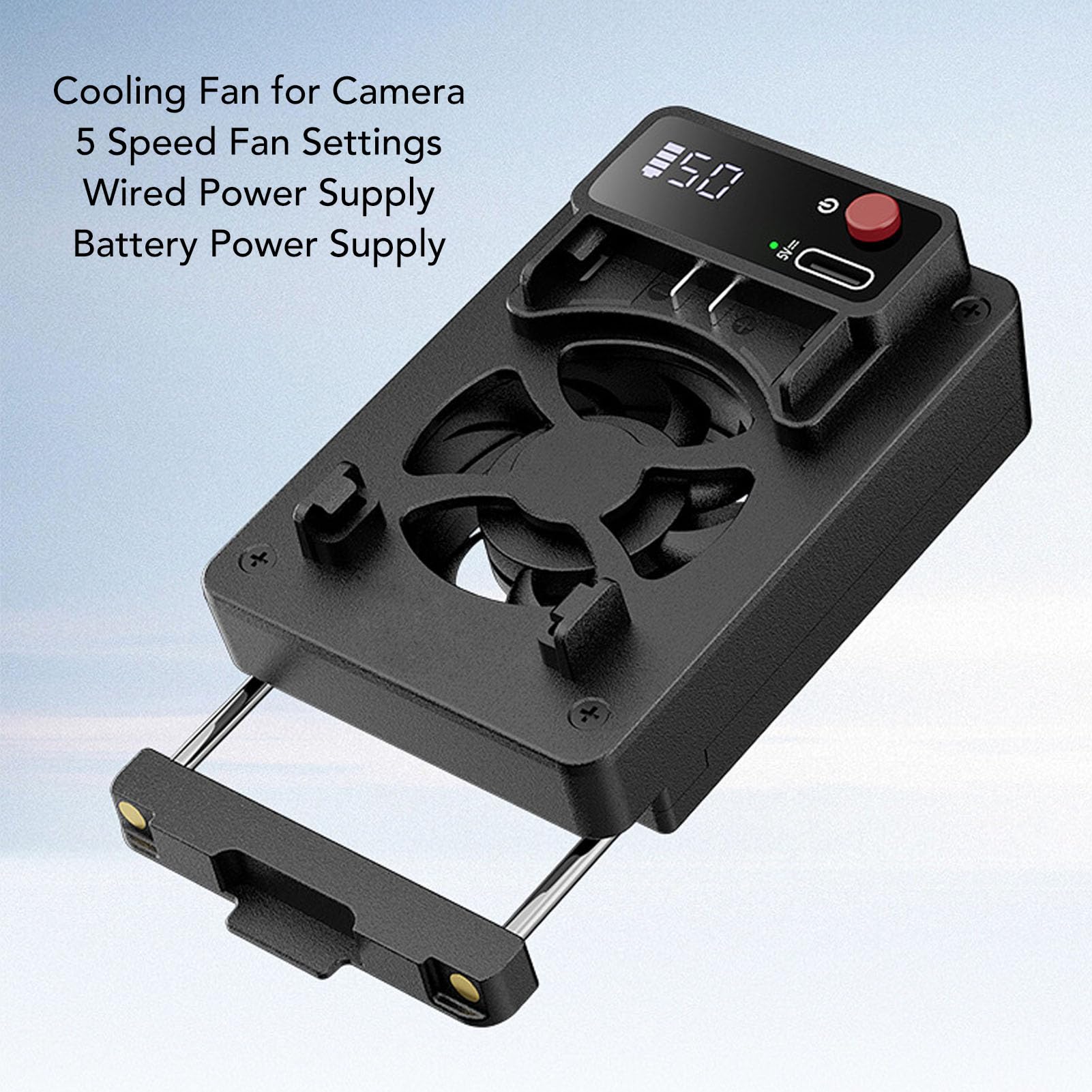 Topiky Ventola di Raffreddamento della Fotocamera per RP A7M4 A7C ZVE10 FX30 R5, di Ventola di Raffreddamento Esterna a 5 velocità con Batteria da 350 MAh e Ricarica di Tipo C