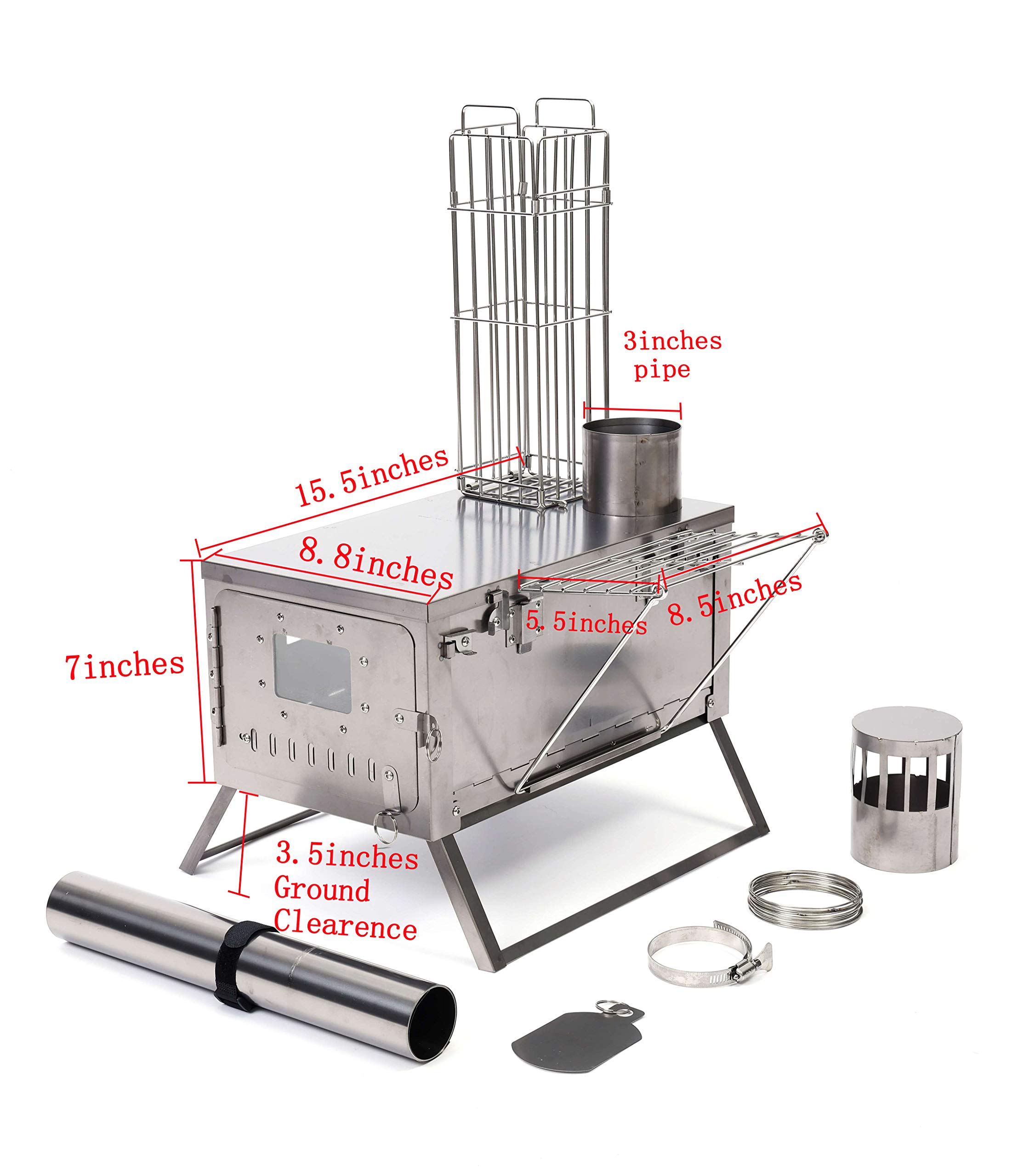 Kcelarec Outdoor Titanium Camping Tent Stove, Outdoor Wood Burning