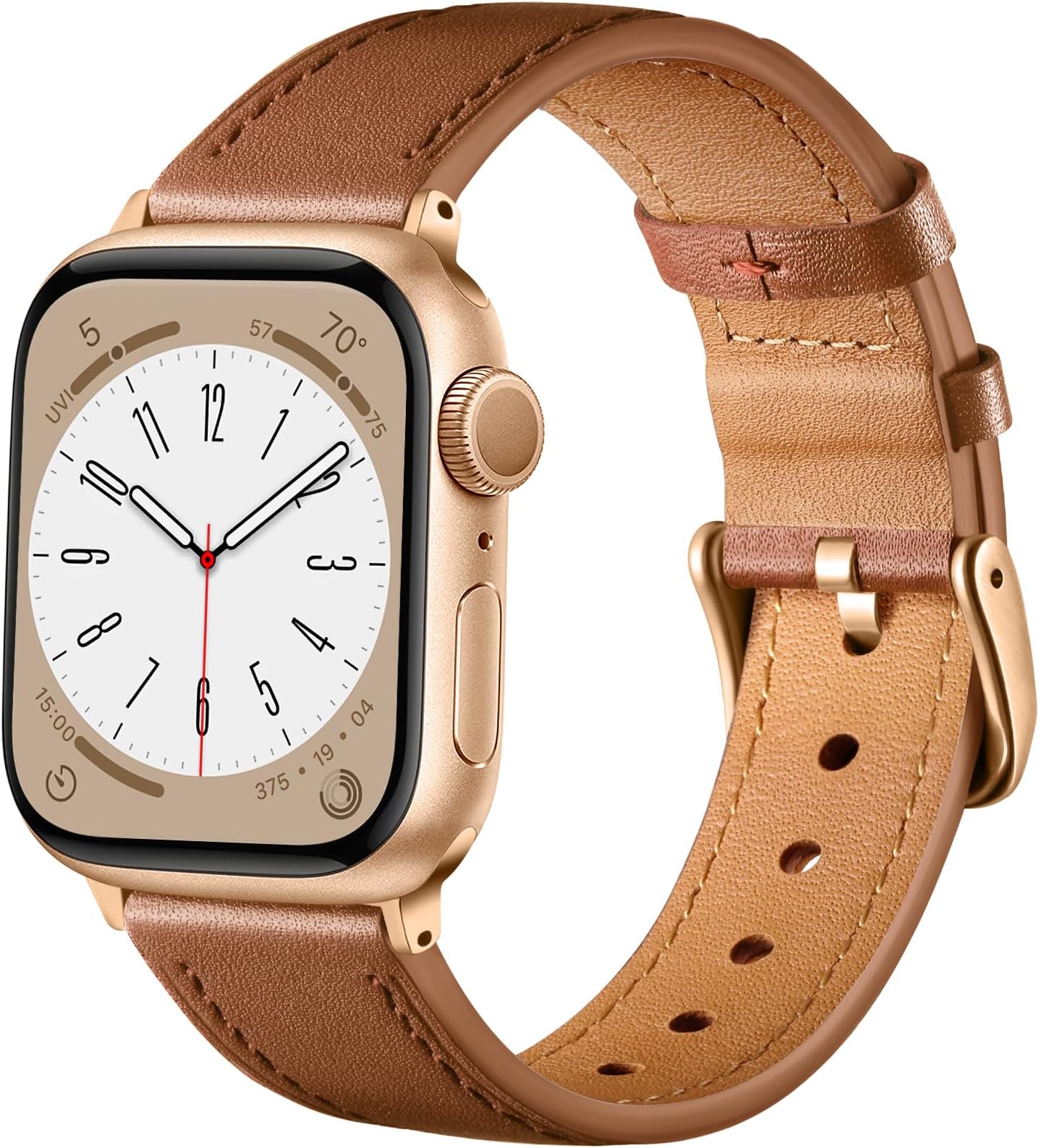 CeMiKa Leather Straps Compatible for Apple Watch Strap 38mm 40mm 41mm 42mm, Replacement Genuine Leather Strap Compatible with iWatch Series 10 9 8 7 6 5 4 3 2 1 SE/Ultra, Men and Women, Classic Brown