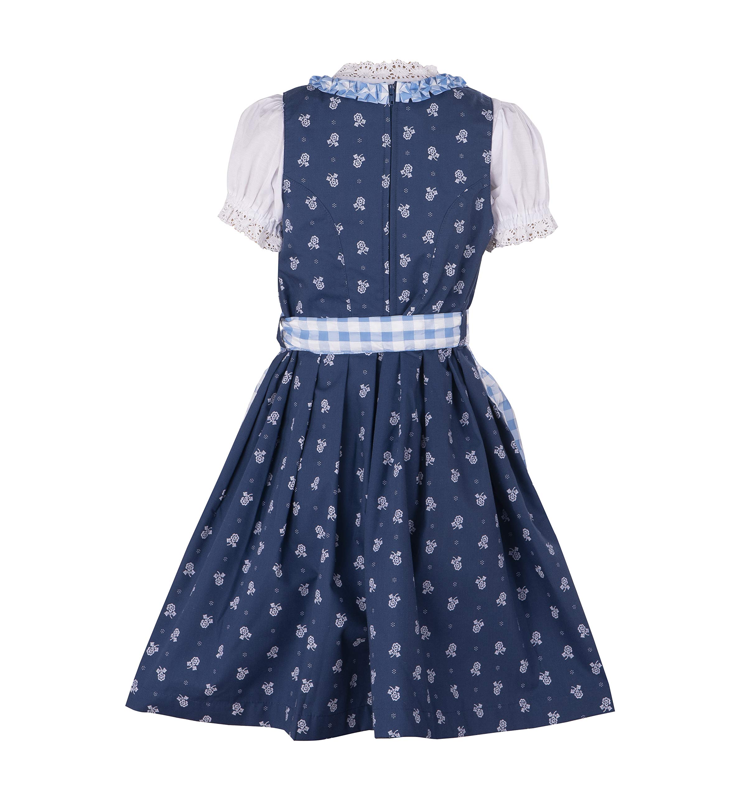 Ramona Lippert® - Dzieci Dirndl dla dziewczynek - dirndl dziecięcy Chrissi niebieski - 3-częściowa sukienka ludowa - moda ludowa - ludowa sukienka z fartuchem..
