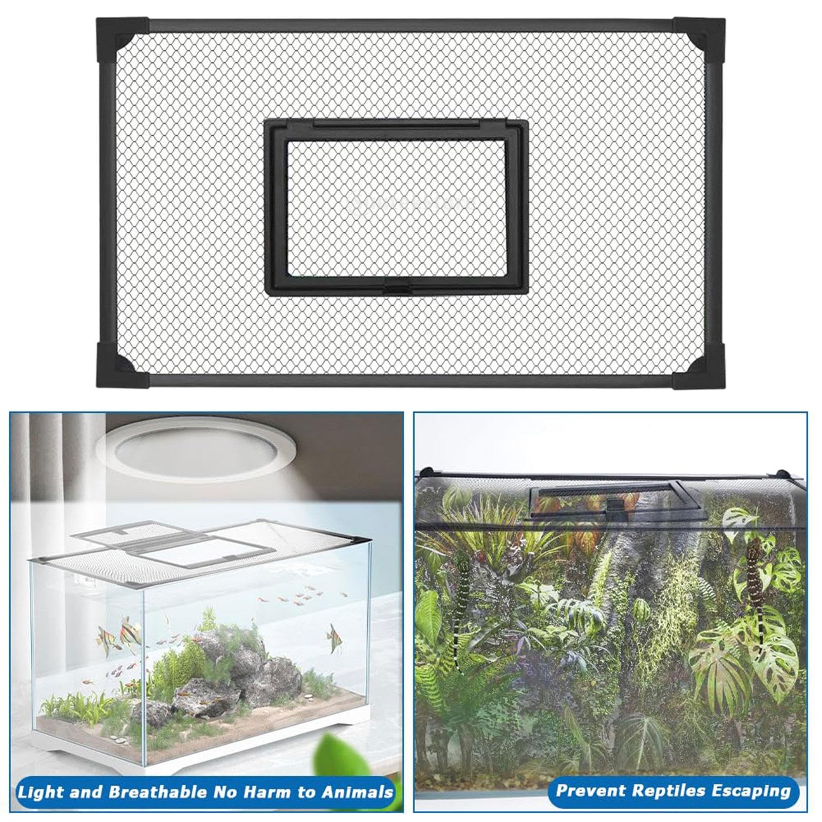 HouseVibe Aquarium Bildschirm Top Abdeckung Mesh Anti Jumping Net Schutz Netz für Fischsprungschutz – Leicht zu Reinigen – Ideal für Süßwasser & Meerwasser Aquarien- 90x45cm