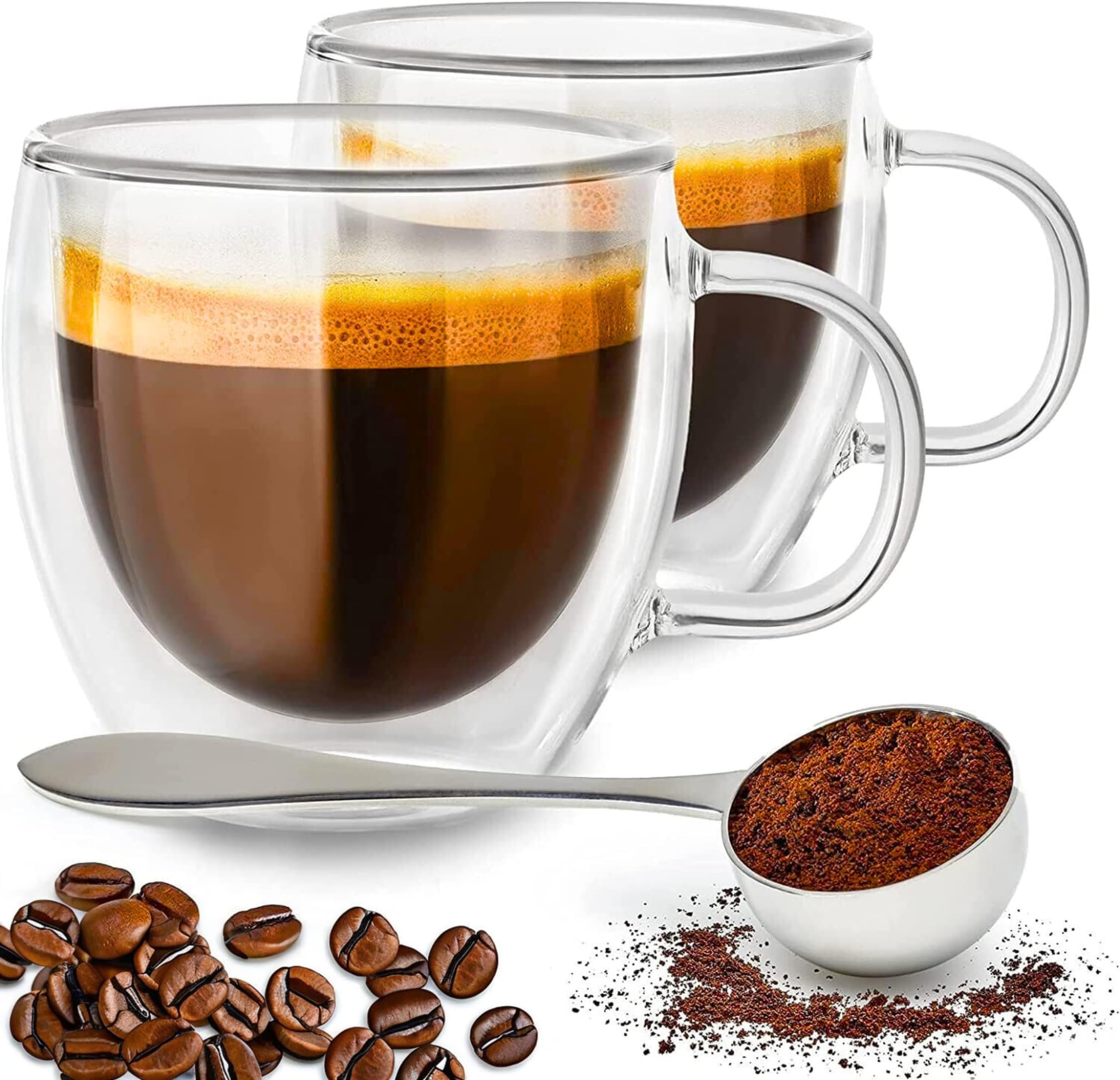 Glass Coffee Mugs 150ml, Double Wall Coffee Cups for Latte, Cappuccino, Espresso, Hot Drinks (150 ml)