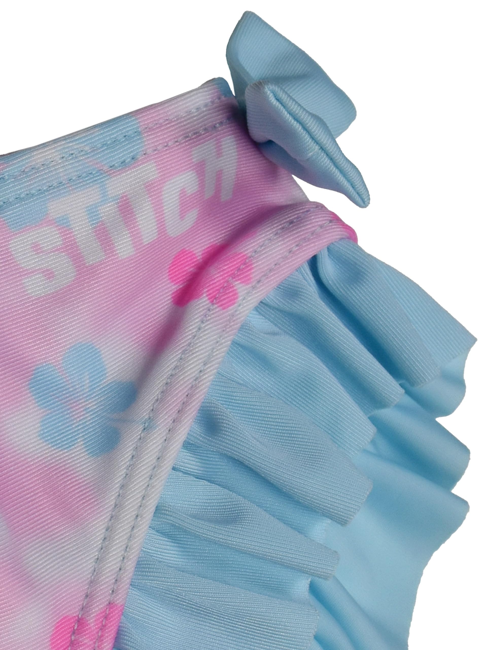 Disney Lilo & Stitch Bikini con volant e fiocchi per ragazze – Costume da bagno in due pezzi, rosa/blu