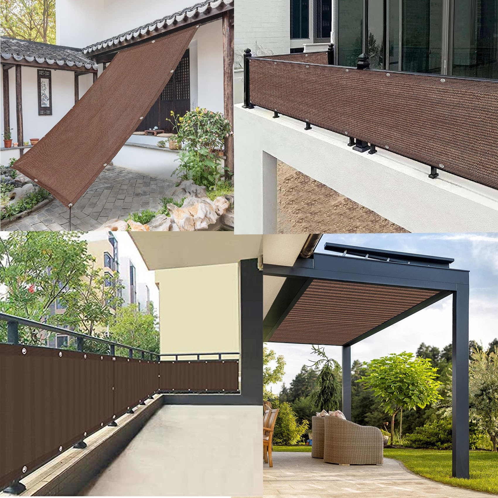 Recinzione Copertura per Balcone Giardino 80 x 750 cm Recinzione Copertura Copertura Ringhiera del Balcone Resistente alle intemperie per Balcone da Giardino, Marrone