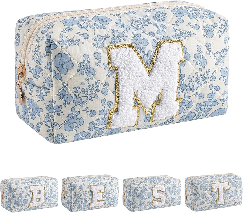 Necessaire de maquiagem JOVAKIT Blue Floral M com zíper, 1 unidade