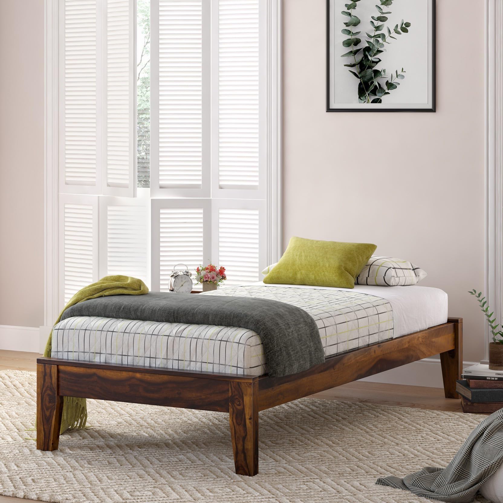 ANGEL FURNITURE Solid Sheesham Wood Adana Single Bed, 36x78 Inch Mattress Size, Matte Finish (Without Mattress) (WENGE)-image-46