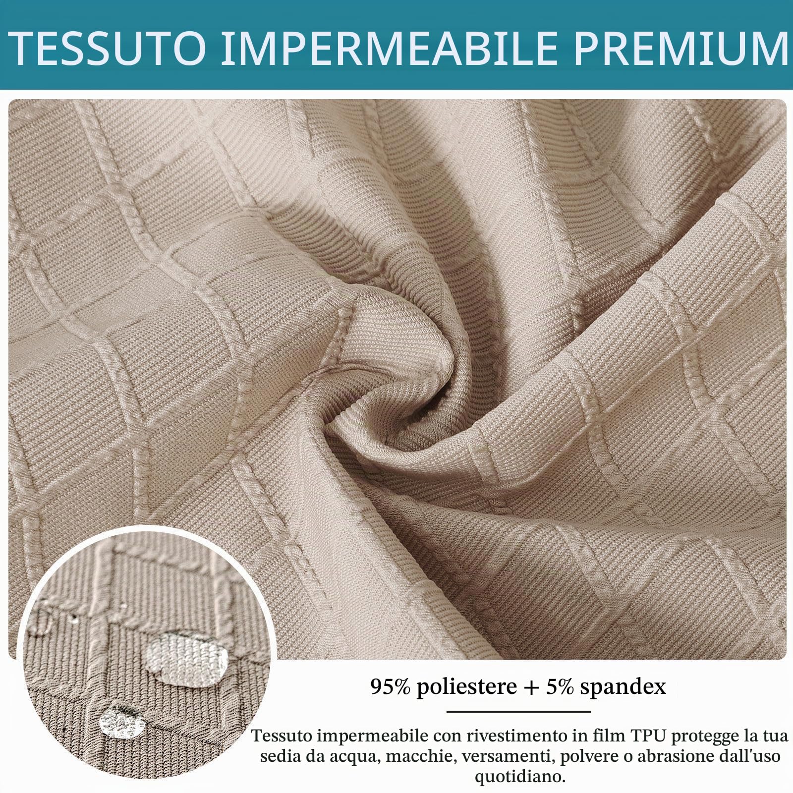 Coprisedia Impermeabile Senza Schienale-Cammello-6 Pezzo