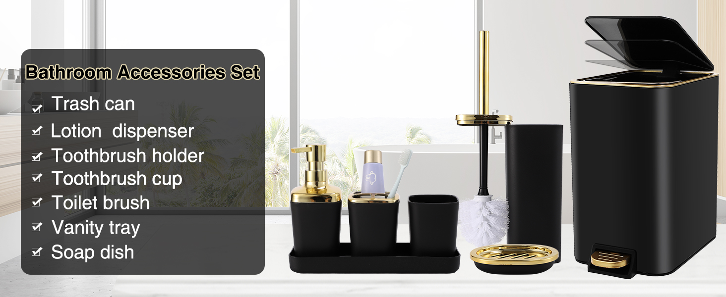 Amazon.com: XLHOMO Black Bathroom Accessories 8 Piece Black and