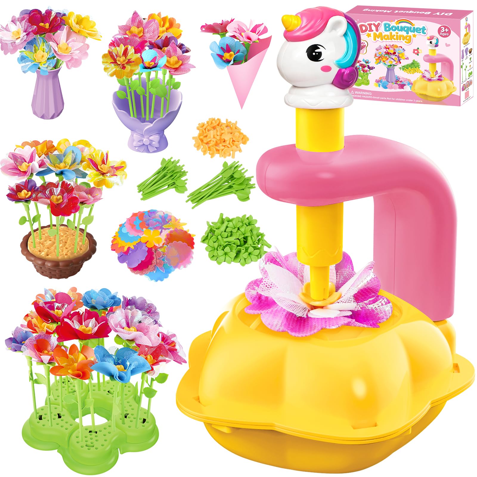 Blumen Basteln Kinder 3-12 Jahre, Bastelset Mädchen, Blumenpresse Kinder, Kreatives Geschenk, Blumenstrauß Spielzeug, DIY Blumen Bastelset Kinder ab 3 Jahre, Geschenk für Geburtstag Weihnachten