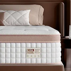 Mattress King Size 12 inch - Premium Hybrid Mattress In a Box with Back & Lumbar Support, 365 Night Trial, Individual Pocket Spring Bed for Motion Isolation & Pressure Relief, CertiPUR-US Certified