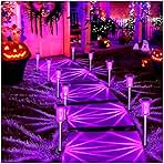 DenicMic Halloween Solar Lights Outdoor 10 Pack Purple LED Waterproof Yard Garden Patio Backyard Pathway Walkway Landscape Path Lawn Outside Halloween Decorations Outdoor