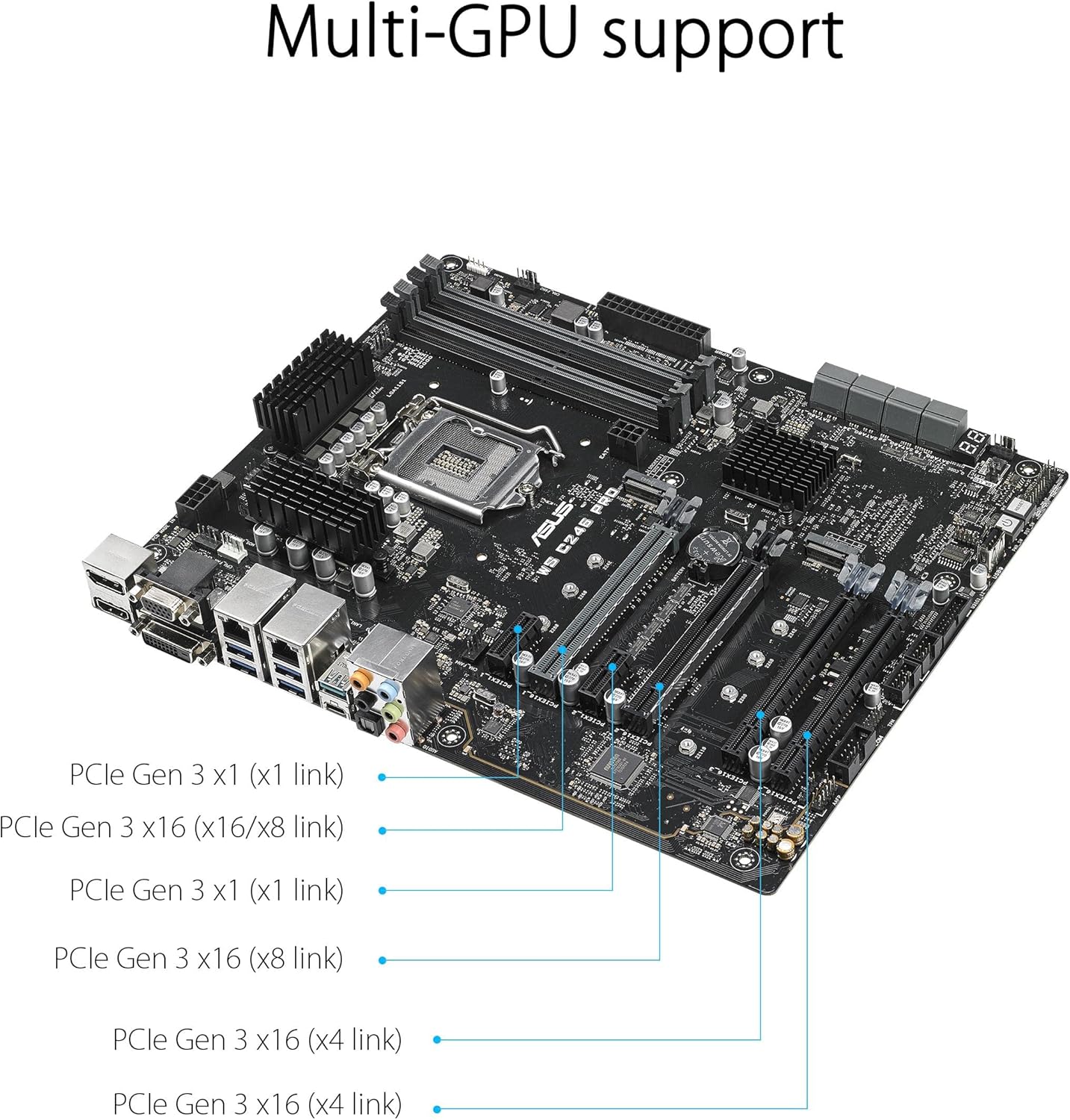 Asus WS C246 PRO Scheda Madre per Workstation, Intel Processor Socket 1151, 4x Schede Video, RAM 4 Slot fino a 64 GB, 2x LAN, 1x M.2, ATX Asus WS C246 PRO Scheda Madre per Workstation, Intel Processor Socket 1151, 4x Schede Video, RAM 4 Slot fino a 64 GB, 2x LAN, 1x M.2, ATX