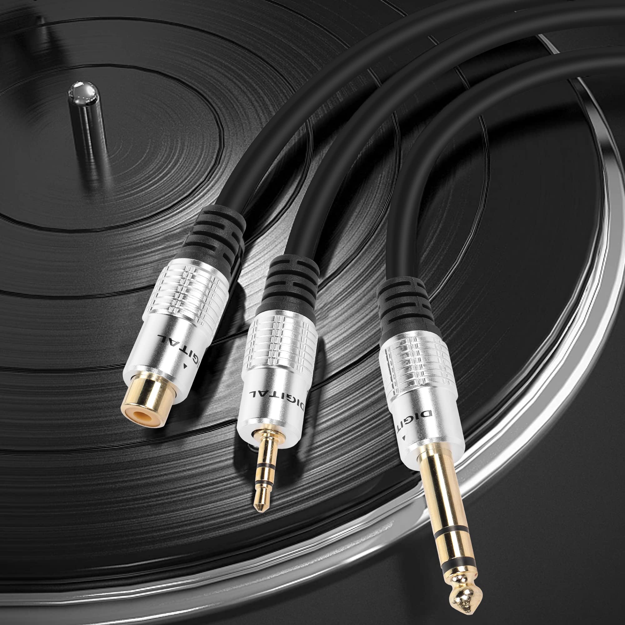 PNGKNYOCN Cavo Audio Stereo 3 In 1 – 6,35mm A 3,5mm E RCA (0,5m) Per Amplificatore E Home Theater