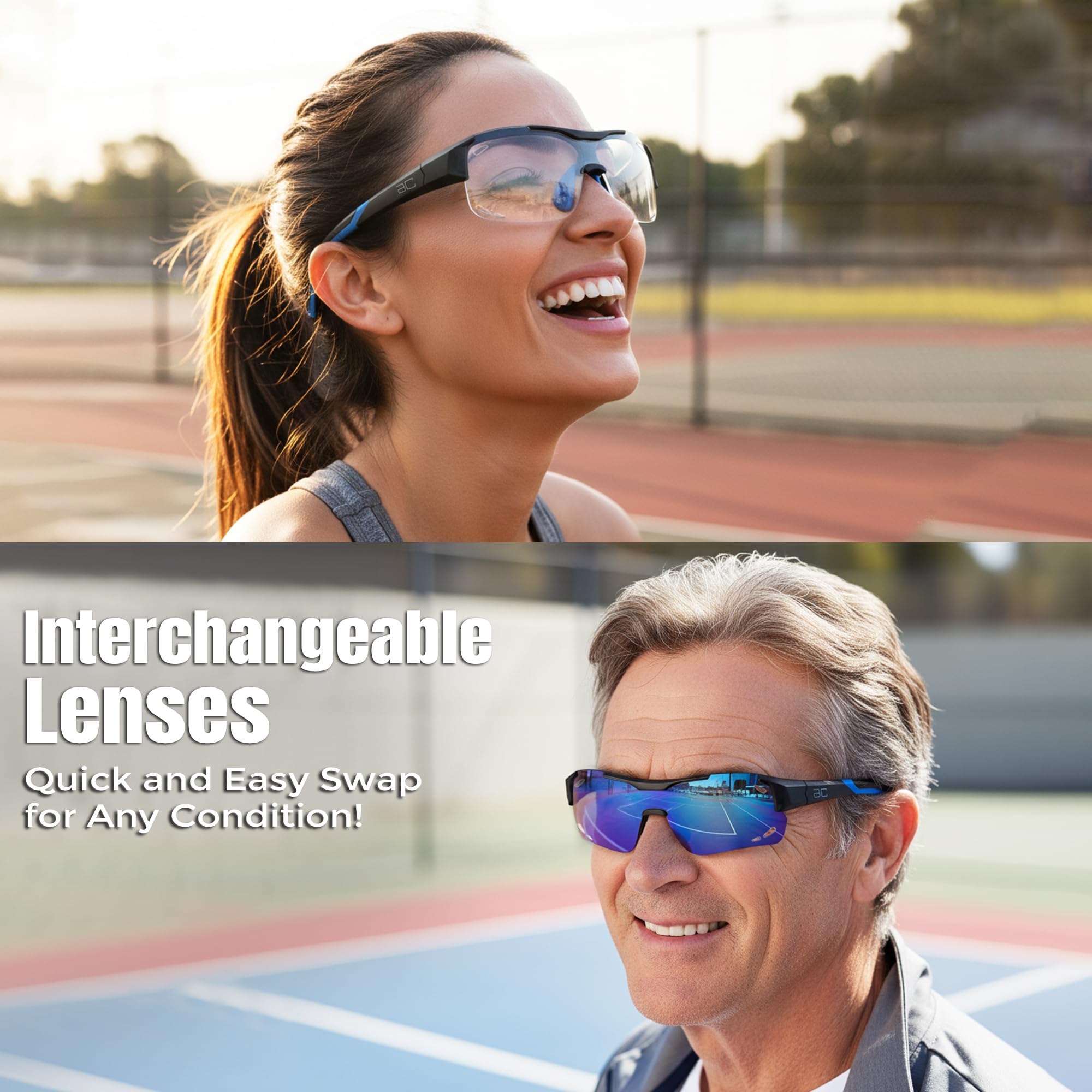 BLUE CUT Gafas de protección deportiva, lentes antivaho, gafas de seguridad para baloncesto, pickleball y todos los deportes al aire libre