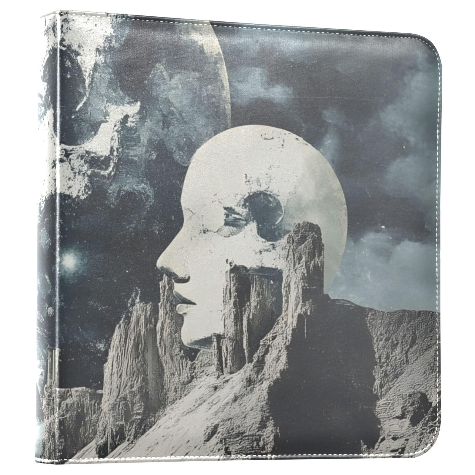 FOLIOSA Photo Album Abstract Art Landscape Print Leather Cover, Self Adhesive Scrapbook Album for 2x3, 4x6, 5x7, 6x8 Photos for Family Travel Wedding