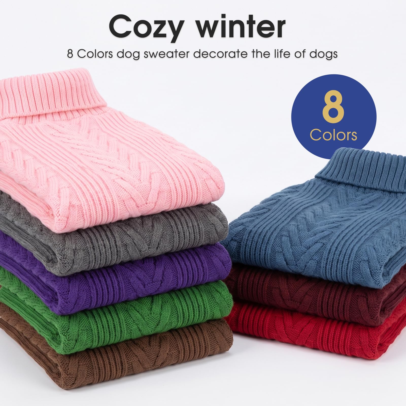 Pull en tricot à manches longues pour grand chien, fille, garçon, taille | Sweat-shirt pour animal de compagnie facile à enfiler et à enlever, vêtement pour chien, pull tricoté à col roulé pour