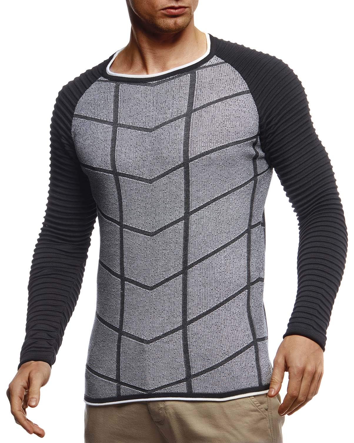 Leif Nelson LN2120 Men's Warm Knitted Jumper with Crew Neck Winter Jumper for Men Jumper for Winter