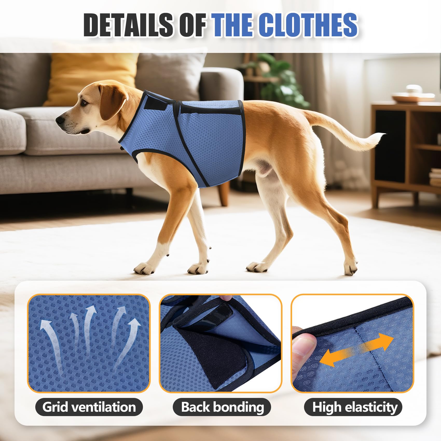Gilet calmante per cani, per alleviare l'ansia, per cani, comodo e regolabile, morbida pressione, per Thunder, viaggi e fuochi d'artificio (blu, L)