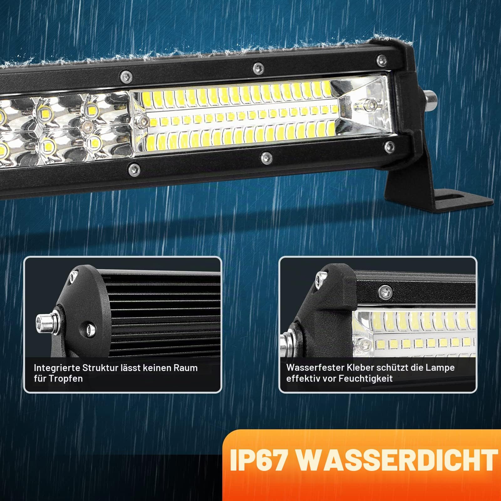 PICAA led Arbeitsscheinwerfer, 24 Zoll 61CM 216W 7D Lichtbalken, mit 12V Kabel, Slim Spot Flutlicht Kombination für SUV Offroad ATV UTV Traktor 4x4 Auto