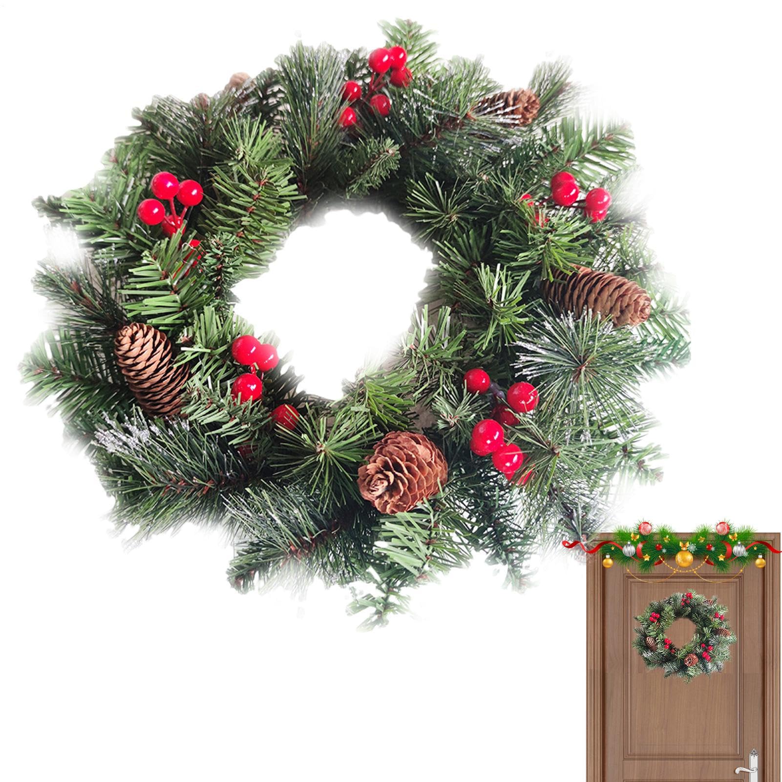 Couronnes de Noël pour porte d entrée avec guirlande festive 40 cm