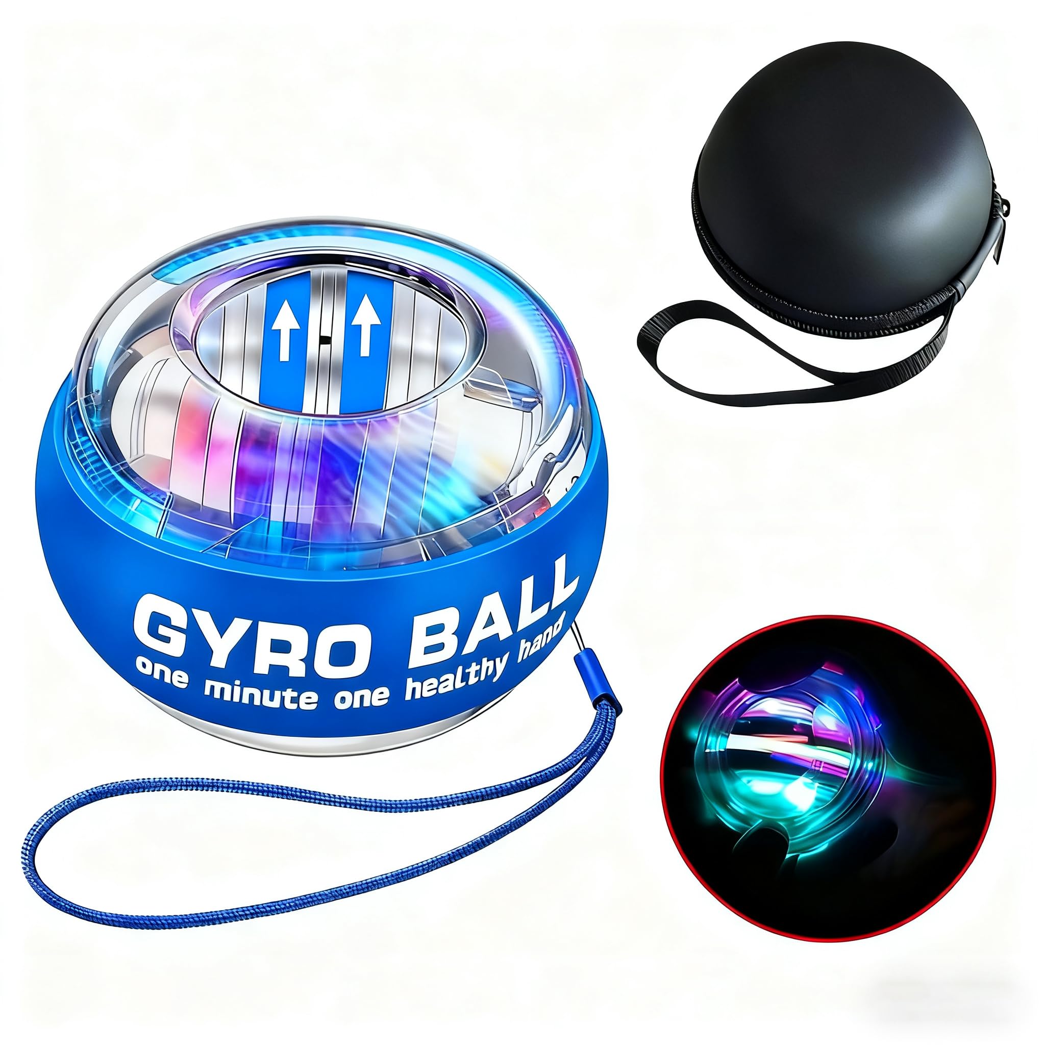 Auto-Start Wrist Power Gyro Ball, Wrist Strengthener and Forearm Exerciser for Stronger Arm Fingers Wrist Bones and Muscle with LED Lights
