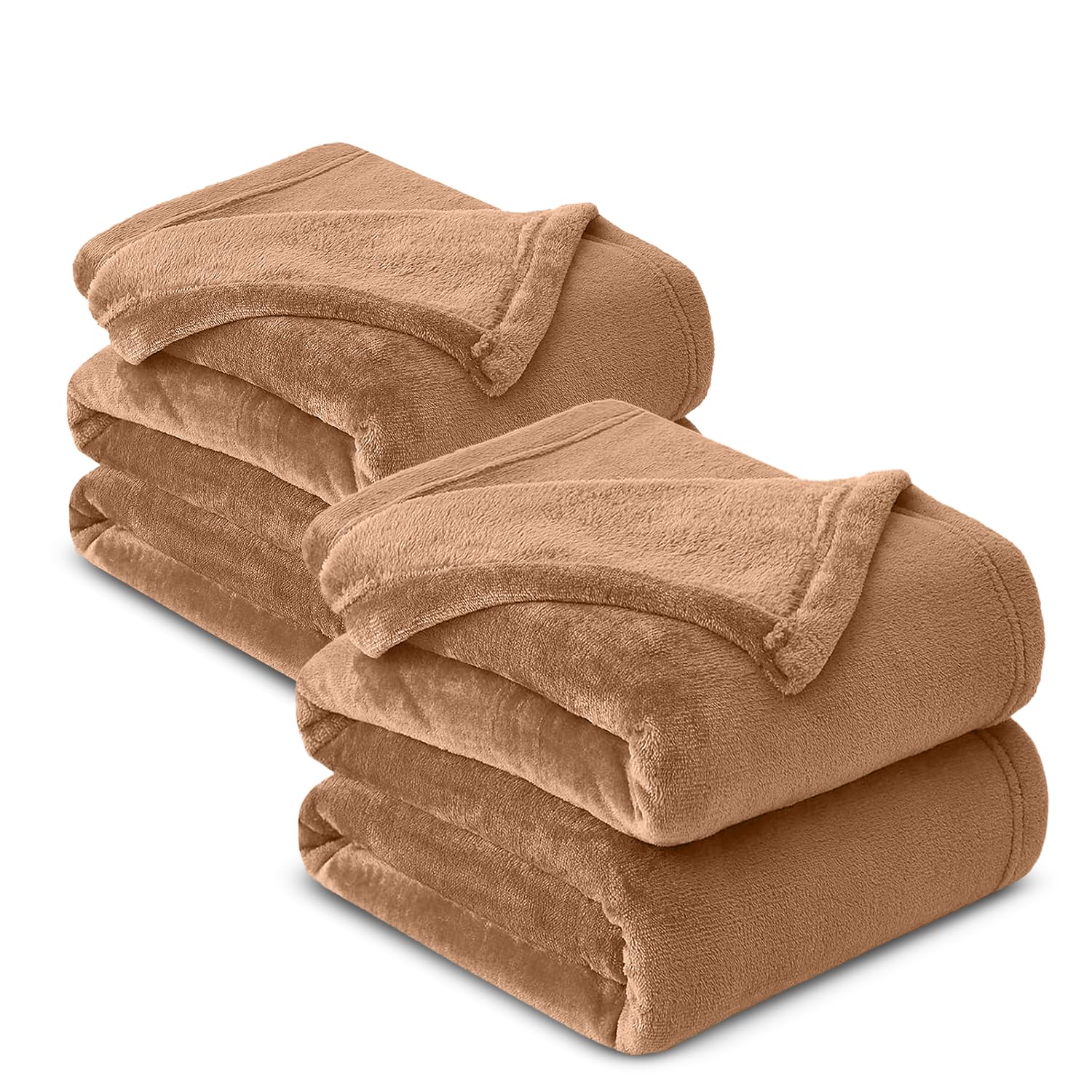 Hafaa Camel Fleece Blanket Throws For Sofa 2 Pack - Fluffy Soft Warm Versatile Cosy Throw Blankets For Couch/Bed Double/Twin Size 150X200cm
