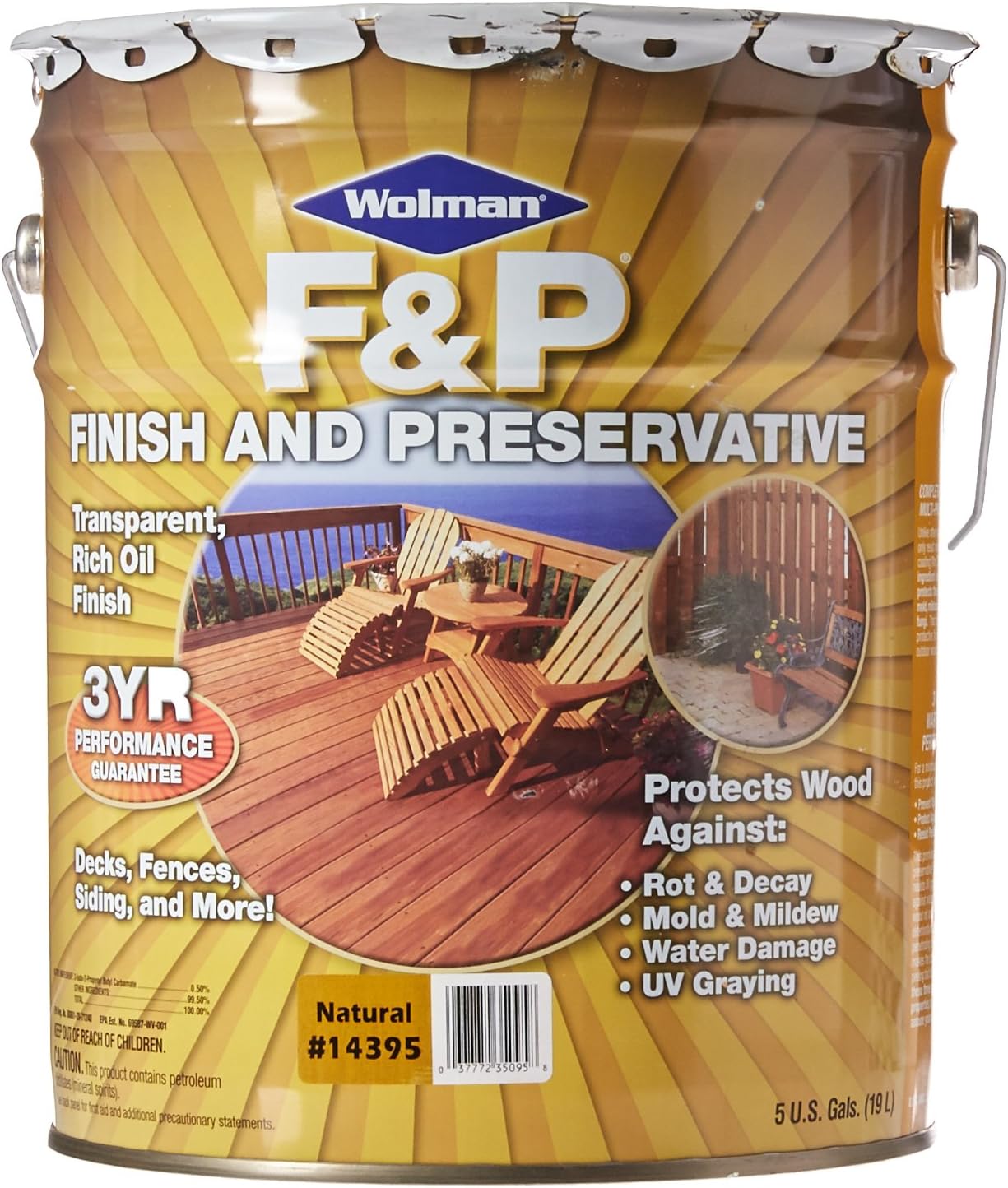 RUSTOLEUM 14395 F&P Oil Based Wood Preservative, 5 Gal Container