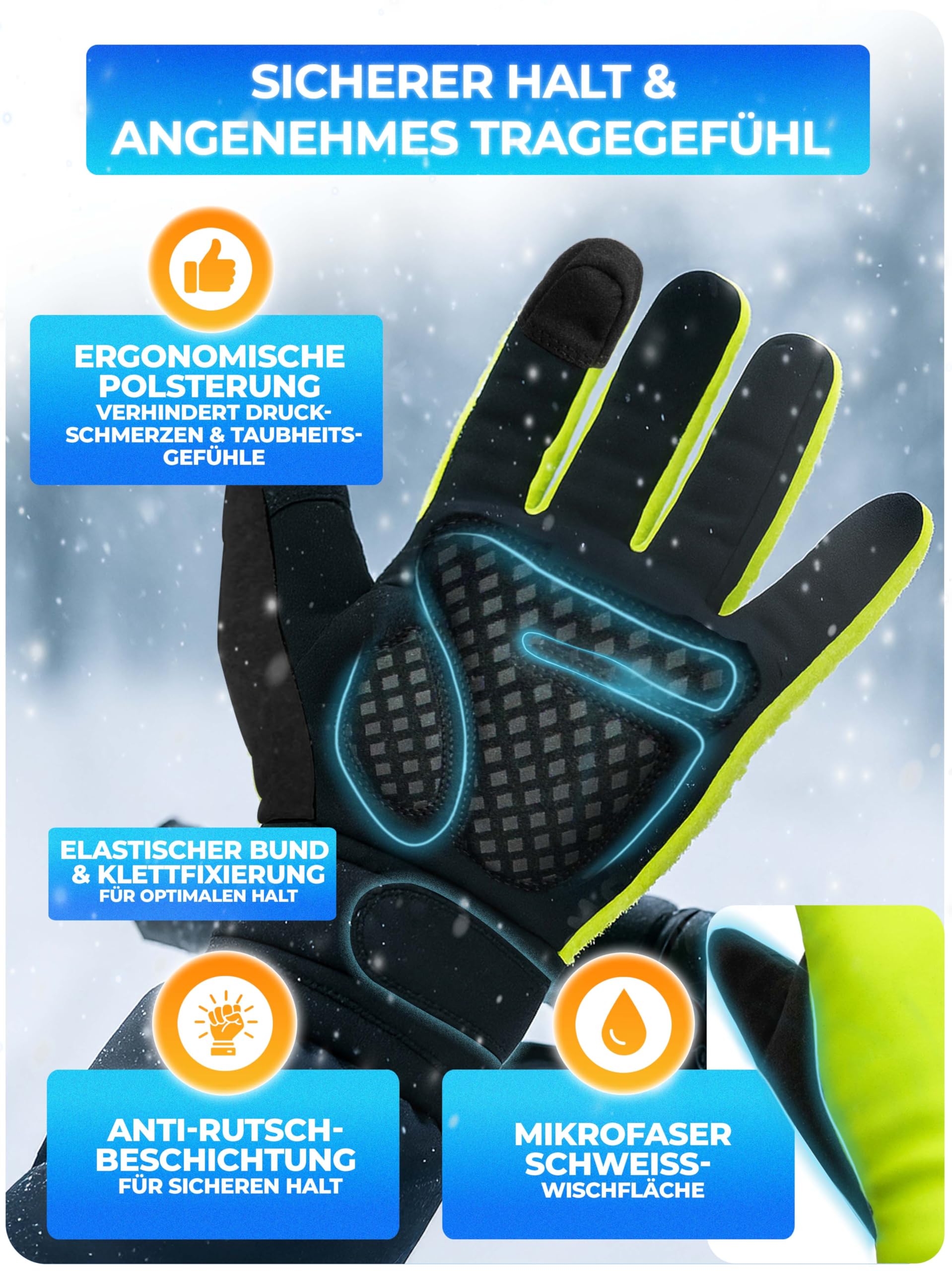MIVELO Gants d'hiver coupe-vent et imperméables - Gants chauds avec isolation 3M pour homme et femme - Gants de cyclisme avec fonction écran tactile - Antidérapants et respirants