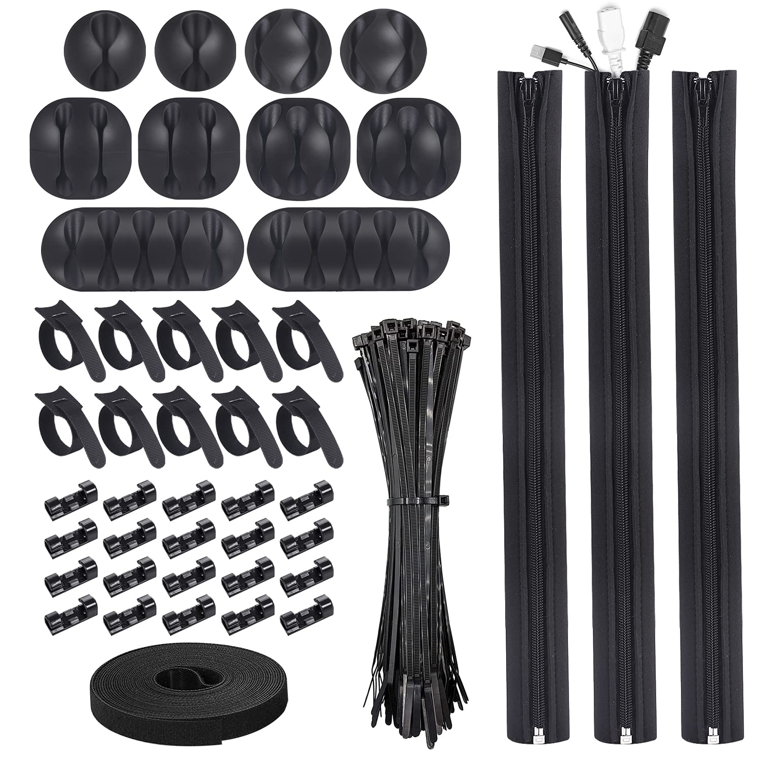 Buy HOMPO Cable Management Cord Organizer 144pcs Wire Organizer Kit 3