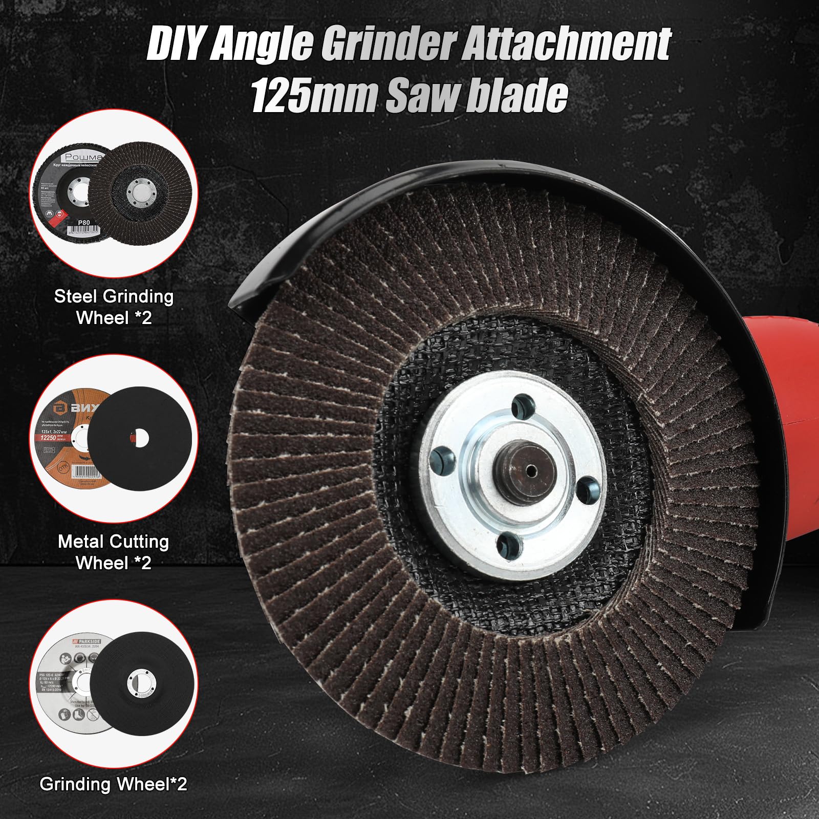 Roadtime Amoladora angular inalámbrica para Milwaukee de 18V (sin batería) | herramienta de molienda sin cepillo de 125mm 12000RPM con eje central de M14 a 5/8"-11, para corte, molienda y pulido