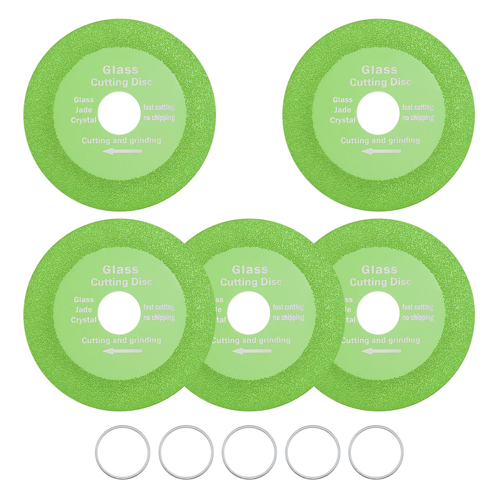 5pcs Glass Cutting Disc - 4 inch Diamond Blade with Reducing Ring for Ceramic Marble Angle Grinder