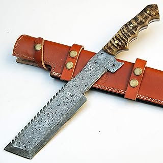 PAL 2000 KNIVES DAM-9445 Damascus Custom Fixed Blade Bushcraft Survival Knife With Sheath - PAL 2000 KNIVES