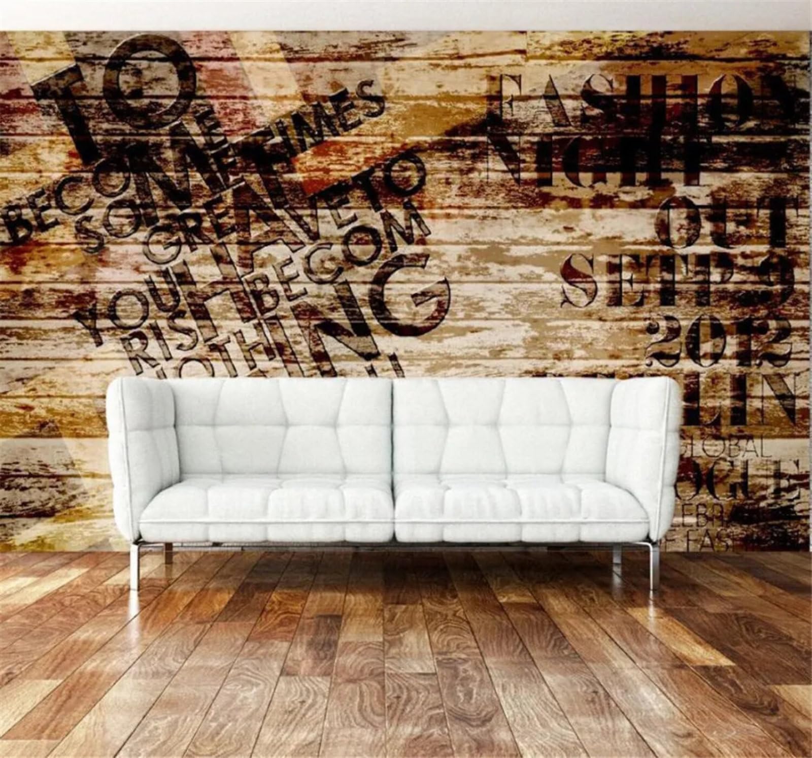 Tzxztt Vintage Nostalgic Wooden Plank Letters Bar Modern 3D Wallpaper Premium Textured Silk Neutral Tones Material Ideal for Living Room Bedroom-300cm×210cm