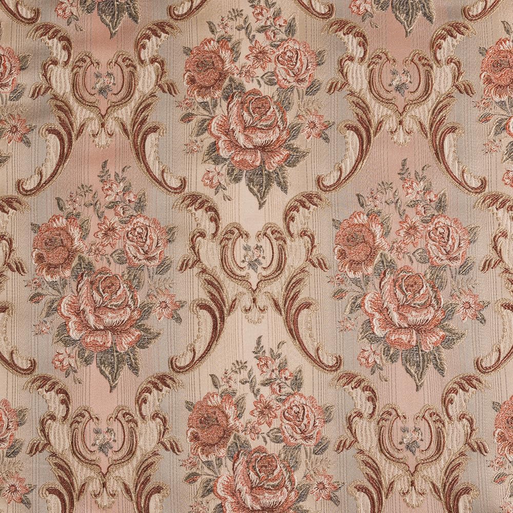 18"x236" Vintage Pink Beige Damask Flower Peel and Stick Wallpaper Easy Peel Off Contact Paper Vintage Vinyl Self Adhesive Removable Stick on Wall Paper for Kitchen Cabinet Renter Friendly