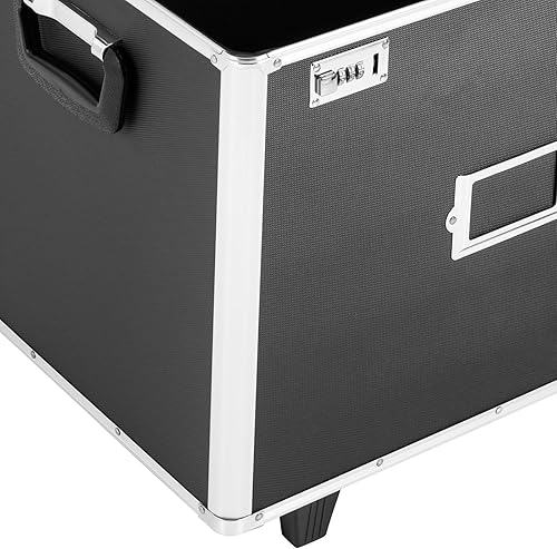 Miniatura 7 de Caja de almacenamiento de archivos con bloqueo, cerradura de combinación de maletero de aluminio y 2 ruedas, maletín grande, caja de seguridad para