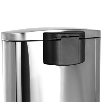 Elama 13 Gallon Half Circle Stainless Steel Step Trash Bin with Slow Close Mechanism in Matte Silver