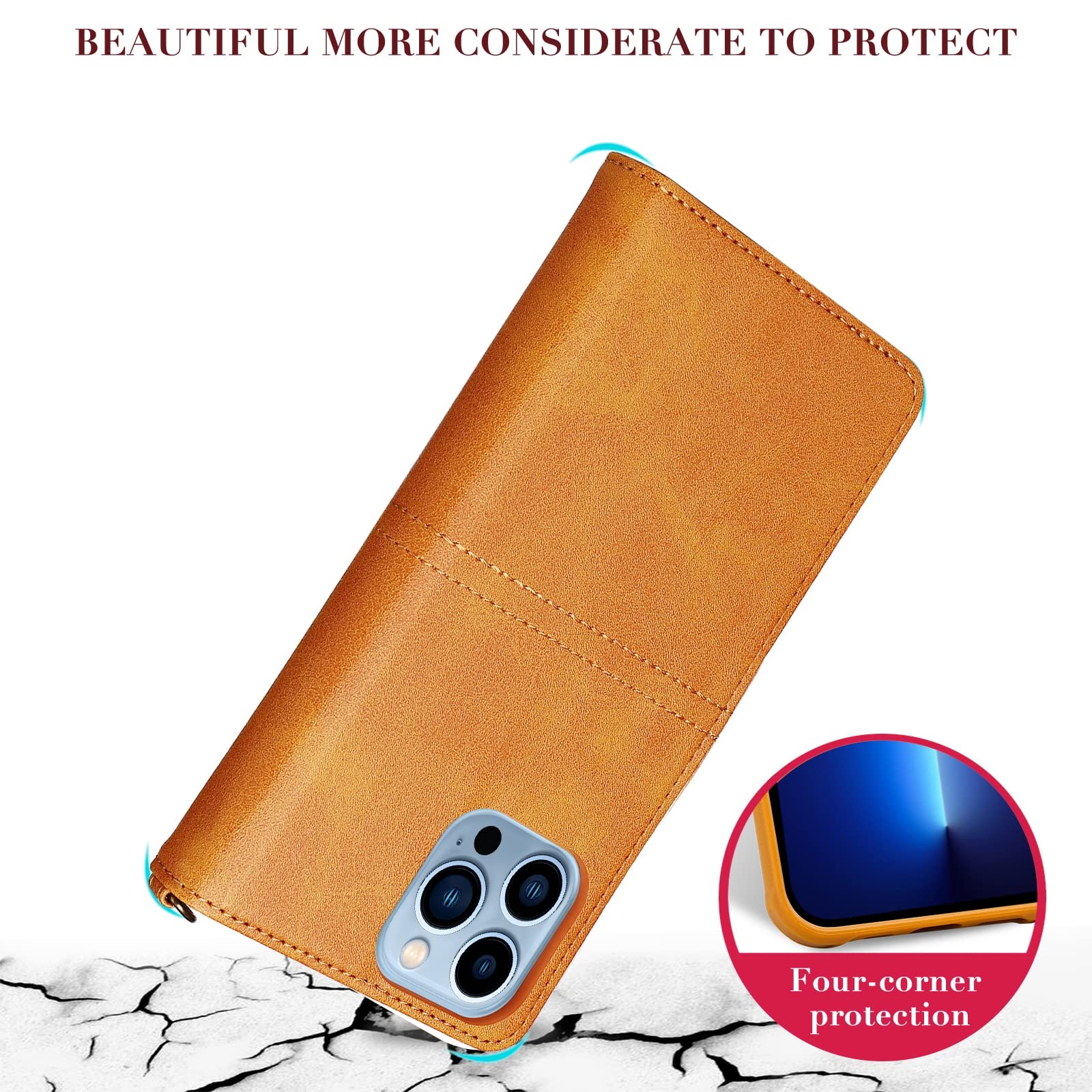 Cover per iPhone 13 PRO Max/13 Pro/13/13 Mini, Custodia Protettiva Staccabile, Custodia in Pelle per Portafoglio o Cover Posteriore Sottile,Blu,13 6.1''