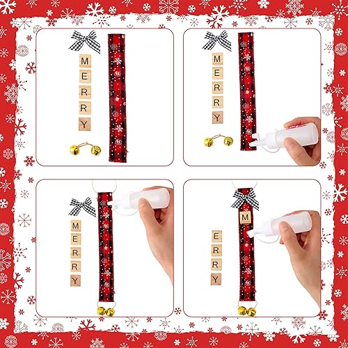 Miniatura 3 de DIY Letter Christmas Tree Decorations Letter Tiles Christmas Decor Wooden Words Christmas Ornament with Linen Bells Bow Hanging Capital Letter