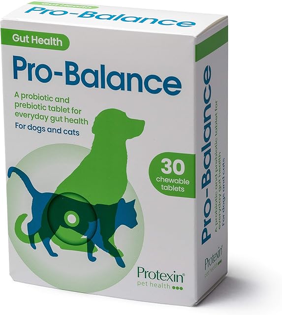 Protexin Pet Health Pro-Balance Probiotic for Dogs and Cats  Daily Chewable Probiotic and Prebiotic Tablet for Digestive Health Support  Pack of 30