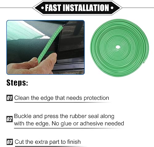 Vista 42 de Protector de borde de puerta de automóvil, 32.8 pies en forma de U, borde de goma, protector universal para automóvil, camión, ATV, barco, Rojo