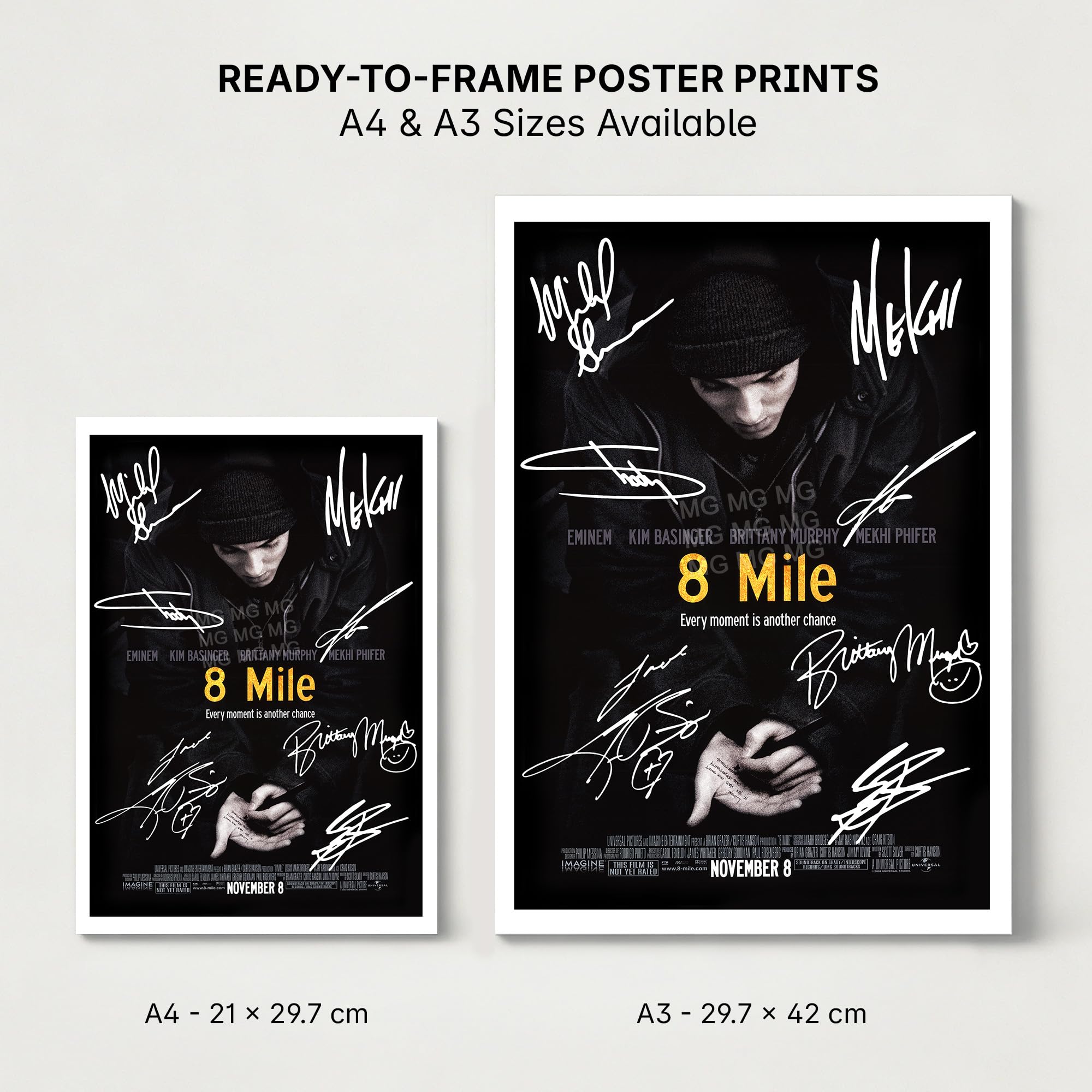 激レア　eminem エミネム 一点物　8mile オートグラフ　直筆　サイン Mounted Gifts 8 Mile Cast Signed A4 Poster Photo Print Framed